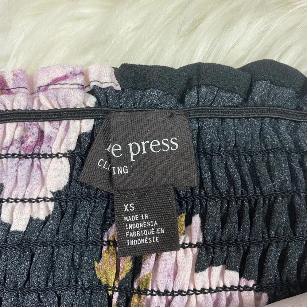 Free Press Black Floral Square Neck Blouse Top - Picture 2 of 4